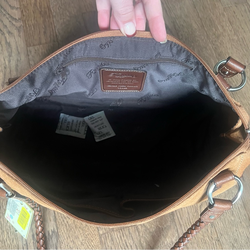 ‼️ SOLD ‼️Fossil Brown Suede Leather Shoulder Handbag - Picture 9 of 9